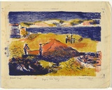 Artist: Cilento, Margaret. | Title: Drying nets, Spain. | Date: 1954 | Technique: lithograph, printed in colour, from three stones [or plates],