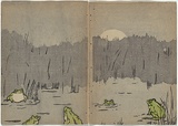 Artist: Rede, Geraldine. | Title: not titled [frogs in pond] [part image] | Date: 1905 | Technique: woodcut, printed in black ink in the Japanese manner, from two blocks; hand-coloured | Copyright: © Violet Teague Archive, courtesy Felicity Druce