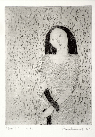 Artist: Burn, Ian. | Title: Avril. | Date: 1963 | Technique: etching and drypoint, printed in black ink, with plate-tone, from one plate