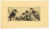 Artist: LONG, Sydney | Title: Kookaburras | Date: 1922 | Technique: line-etching and drypoint, printed in black ink, from one zinc plate | Copyright: Reproduced with the kind permission of the Ophthalmic Research Institute of Australia
