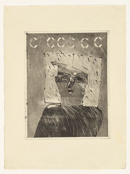 Artist: MOORE, Mary | Title: Self portrait | Date: 1977 | Technique: aquatint printed in black ink, from one zinc plate | Copyright: © Mary Moore Artist: MOORE, Mary | Title: Self portrait | Date: 1977 | Technique: aquatint printed in black ink, from one zinc plate | Copyright: © Mary Moore