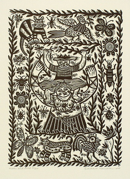 Artist: HANRAHAN, Barbara | Title: Mother and child [3]. | Date: 1989 | Technique: linocut, printed in black ink, from one block