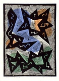 Artist: Hawkins, Weaver. | Title: Angles and curves | Date: 1958 | Technique: linocut, printed in colour, from two blocks | Copyright: The Estate of H.F Weaver Hawkins