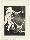 Artist: BOYD, Arthur | Title: Lady blowing. | Date: 1973-74 | Technique: aquatint, printed in black ink, from one plate | Copyright: Reproduced with permission of Bundanon Trust