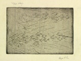 Artist: Allen, Joyce. | Title: (School of fish). | Date: (1960-62) | Technique: etching and aquatint, printed in black ink with plate-tone, from one  plate