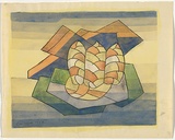 Artist: Hirschfeld Mack, Ludwig. | Title: (Three cocoons) [recto]; (Study for 'Three cocoons') [verso] | Date: 1953 | Technique: transfer print; watercolour addition  (recto)