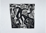 Artist: HANRAHAN, Barbara | Title: Ghost dancers | Date: 1989 | Technique: linocut, printed in black ink, from one block
