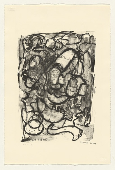 Artist: Berry, Dorothy. | Title: not titled [abstract shapes] | Date: 1990 | Technique: lithograph, printed in black ink, from one stone