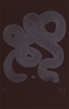 Artist: Danaher, Suzanne. | Title: not titled [white calligraphic swirl on black] | Date: 1998 | Technique: lithograph, printed in black ink, from one stone
