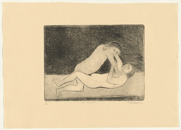 Artist: DICKERSON, Robert | Title: La couple. | Date: 1978 | Technique: etching, printed in black ink, from one zinc plate Artist: DICKERSON, Robert | Title: La couple. | Date: 1978 | Technique: etching, printed in black ink, from one zinc plate