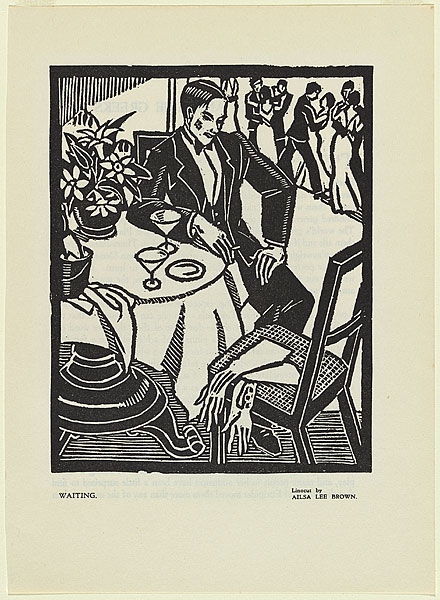 Artist: ALLAN, Ailsa | Title: Waiting. | Date: 1933 | Technique: linocut, printed in black ink, from one block
