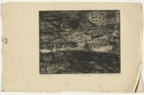 Artist: Cilento, Margaret. | Title: Old landscape. | Date: 1950 | Technique: etching, aquatint, printed in black ink with plate-tone, from two plates