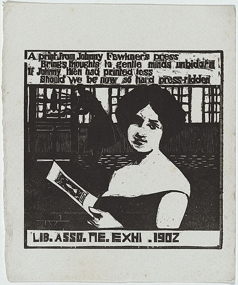 Artist: b'Young, Blamire.' | Title: bA print from Johnny Fawkner's press. | Date: 1902 | Technique: b'woodcut, printed in black ink, from one block' Artist: b'Young, Blamire.' | Title: bA print from Johnny Fawkner's press. | Date: 1902 | Technique: b'woodcut, printed in black ink, from one block'