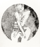 Artist: BALDESSIN, George | Title: The bather II. | Date: 1973 | Technique: crayon and wet texture off-set lithograph, printed in black ink, from one plate/stone