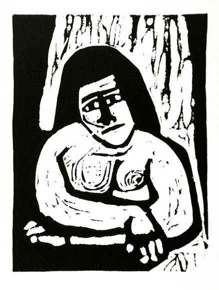 Artist: b'LAWTON, Tina' | Title: b'Number 8' | Date: 1962 | Technique: b'linocut, printed in black ink, from one block'