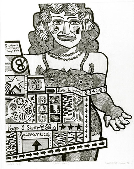 Artist: b'HANRAHAN, Barbara' | Title: b'British made' | Date: 1966 | Technique: b'etching, printed in black ink with plate-tone, from one plate' Artist: b'HANRAHAN, Barbara' | Title: b'British made' | Date: 1966 | Technique: b'etching, printed in black ink with plate-tone, from one plate'