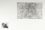 Artist: b'Shearer, Mitzi.' | Title: b'not titled [Racing horse and jockey, male figure]' | Technique: b'etching, printed in black ink, from two  plates'