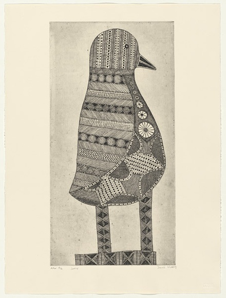Artist: b'Murray, Janice.' | Title: b'Jurriyi' | Date: 2001, February - March | Technique: b'etching, printed in black ink, from one plate' | Copyright: b'\xc2\xa9 Janice Murray and Jilamara Arts + Craft' Artist: b'Murray, Janice.' | Title: b'Jurriyi' | Date: 2001, February - March | Technique: b'etching, printed in black ink, from one plate' | Copyright: b'\xc2\xa9 Janice Murray and Jilamara Arts + Craft'