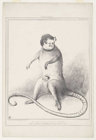 Artist: b'Doyle, John.' | Title: b'An extraordinary animal.' | Date: 1835, March | Technique: b'lithograph, printed in black ink, from one stone' Artist: b'Doyle, John.' | Title: b'An extraordinary animal.' | Date: 1835, March | Technique: b'lithograph, printed in black ink, from one stone'