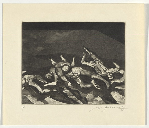Artist: b'SELLBACH, Udo' | Title: b'(Figures)' | Date: 1965 | Technique: b'etching and aquatint printed in black ink, from one plate' Artist: b'SELLBACH, Udo' | Title: b'(Figures)' | Date: 1965 | Technique: b'etching and aquatint printed in black ink, from one plate'