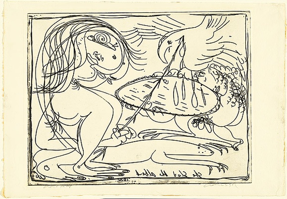 Artist: b'BOYD, Arthur' | Title: b'The ancient mariner with a spear.' | Date: (1968-69) | Technique: b'etching, printed in black ink, from one plate' | Copyright: b'Reproduced with permission of Bundanon Trust' Artist: b'BOYD, Arthur' | Title: b'The ancient mariner with a spear.' | Date: (1968-69) | Technique: b'etching, printed in black ink, from one plate' | Copyright: b'Reproduced with permission of Bundanon Trust'