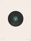 Artist: b'SAINT, Paul' | Title: b'Kind-hearted woman blues - Robert Johnson.' | Date: 2001 | Technique: b'relief print of a record and screenprint, printed in colour, from one record and two stencils'