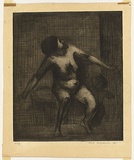 Artist: WILLIAMS, Fred | Title: Nude figure | Date: 1954-55 | Technique: etching, printed in black ink with plate-tone, from one zinc plate | Copyright: © Fred Williams Estate