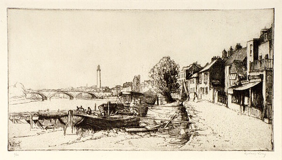 Artist: b'Long, Sydney.' | Title: b'Strand on the Green, No.3' | Date: 1923 | Technique: b'line-etching and drypoint, printed in black ink, from one copper plate' | Copyright: b'Reproduced with the kind permission of the Ophthalmic Research Institute of Australia'