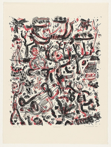 Artist: b'Larwill, David.' | Title: b'Outstation' | Date: 1991 | Technique: b'lithograph, printed in colour, from two stones' Artist: b'Larwill, David.' | Title: b'Outstation' | Date: 1991 | Technique: b'lithograph, printed in colour, from two stones'
