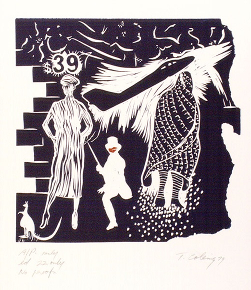 Artist: b'COLEING, Tony' | Title: b'$39.' | Date: 1979 | Technique: b'linocut, printed in colour, from two blocks'