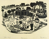 Artist: Allen, Joyce. | Title: Highwaymen. | Date: 1972 | Technique: linocut printed in black ink, from one block