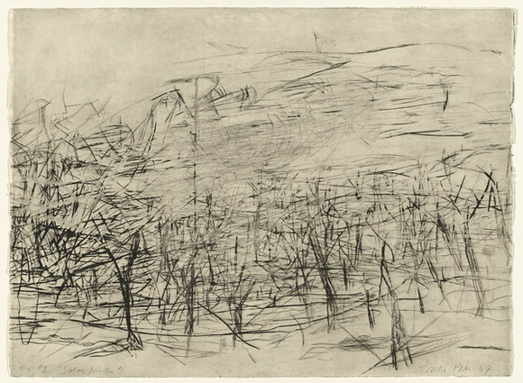 Artist: b'PARR, Mike' | Title: b'Solar winds 2.' | Date: 1989 | Technique: b'drypoint, printed in black ink with plate-tone, from one copper plate' Artist: b'PARR, Mike' | Title: b'Solar winds 2.' | Date: 1989 | Technique: b'drypoint, printed in black ink with plate-tone, from one copper plate'