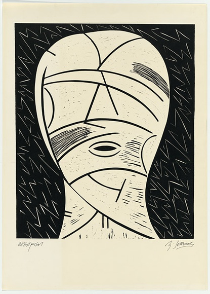 Artist: b'SELLBACH, Udo' | Title: b'Head II.' | Date: 1985 | Technique: b'linocut'