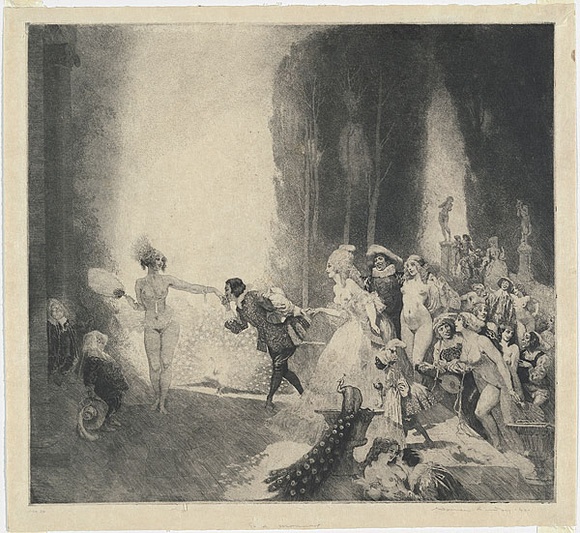 Artist: LINDSAY, Norman | Title: Good morning | Date: 1921 | Technique: etching, engraving and stipple, printed in black ink, from one copper plate Artist: LINDSAY, Norman | Title: Good morning | Date: 1921 | Technique: etching, engraving and stipple, printed in black ink, from one copper plate
