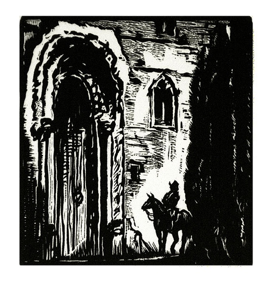 Artist: b'McGrath, Raymond.' | Title: b'Is there anybody there? said the traveller' | Date: 1924 | Technique: b'wood-engraving, printed in black ink, from one block' Artist: b'McGrath, Raymond.' | Title: b'Is there anybody there? said the traveller' | Date: 1924 | Technique: b'wood-engraving, printed in black ink, from one block'