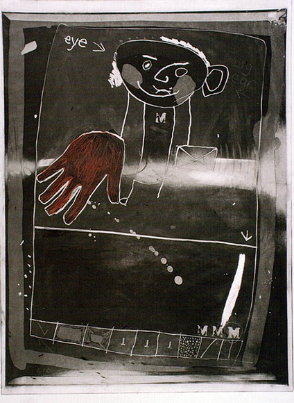 Artist: b'Moore, Mary.' | Title: b'not titled' | Date: 1977 | Technique: b'aquatint, printed in black ink, from one plate with stencil printed in red ink, from one plate' | Copyright: b'\xc2\xa9 Mary Moore' Artist: b'Moore, Mary.' | Title: b'not titled' | Date: 1977 | Technique: b'aquatint, printed in black ink, from one plate with stencil printed in red ink, from one plate' | Copyright: b'\xc2\xa9 Mary Moore'