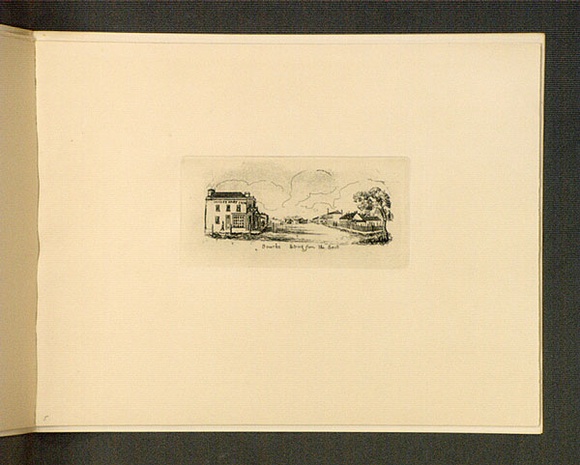 Artist: b'Jones, Henry Gilbert.' | Title: b'Bourke Street from the east.' | Date: 1841-45 | Technique: b'etching, printed in black ink with plate-tone, from one copper/plate' Artist: b'Jones, Henry Gilbert.' | Title: b'Bourke Street from the east.' | Date: 1841-45 | Technique: b'etching, printed in black ink with plate-tone, from one copper/plate'
