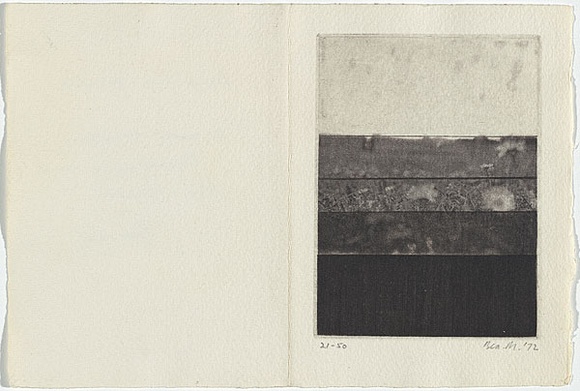 Artist: b'MADDOCK, Bea' | Title: b'Greeting card: Christmas (horizontal bands on field of flowers)' | Date: 1972 | Technique: b'photo-etching and drypoint, printed in black ink, from one plate' Artist: b'MADDOCK, Bea' | Title: b'Greeting card: Christmas (horizontal bands on field of flowers)' | Date: 1972 | Technique: b'photo-etching and drypoint, printed in black ink, from one plate'