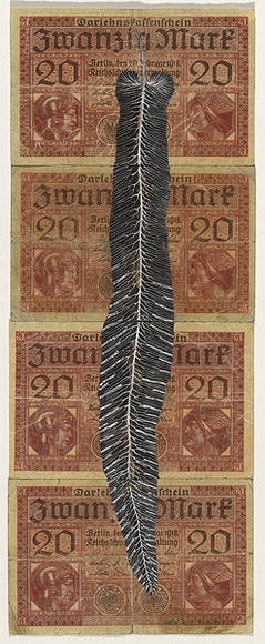 Artist: b'HALL, Fiona' | Title: bAsplenium scolopendrium - Hart's tongue (German currency) | Date: 2000 - 2002 | Technique: b'gouache' | Copyright: b'\xc2\xa9 Fiona Hall' Artist: b'HALL, Fiona' | Title: bAsplenium scolopendrium - Hart's tongue (German currency) | Date: 2000 - 2002 | Technique: b'gouache' | Copyright: b'\xc2\xa9 Fiona Hall'