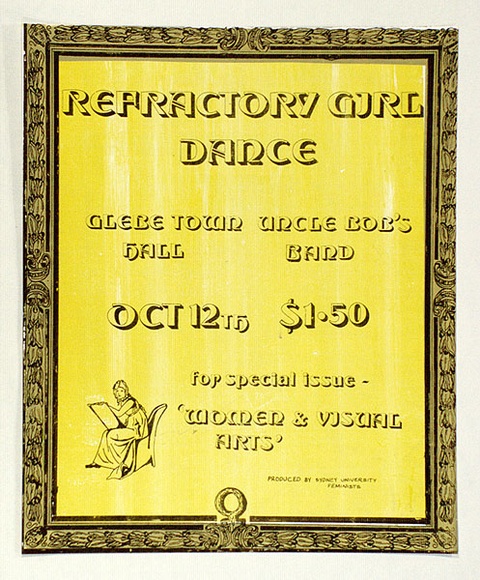 Artist: b'SYDNEY UNIVERSITY FEMINISTS' | Title: b'Refactory Girl Dance' | Technique: b'screenprint, printed in colour, from multiple stencils' Artist: b'SYDNEY UNIVERSITY FEMINISTS' | Title: b'Refactory Girl Dance' | Technique: b'screenprint, printed in colour, from multiple stencils'