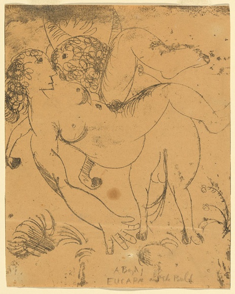 Artist: b'BOYD, Arthur' | Title: b'Europa and the bull.' | Date: c.1952 | Technique: b'lithograph' | Copyright: b'This work appears on screen courtesy of Bundanon Trust' Artist: b'BOYD, Arthur' | Title: b'Europa and the bull.' | Date: c.1952 | Technique: b'lithograph' | Copyright: b'This work appears on screen courtesy of Bundanon Trust'
