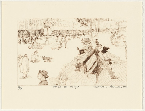 Artist: b'Robinson, William.' | Title: b'Place des Vosges' | Date: 2000 | Technique: b'lithograph, printed in brown ink, from one plate' Artist: b'Robinson, William.' | Title: b'Place des Vosges' | Date: 2000 | Technique: b'lithograph, printed in brown ink, from one plate'