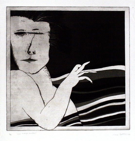 Artist: b'BALDESSIN, George' | Title: b'View through window.' | Date: 1967 | Technique: b'etching and aquatint, printed in black ink, from one plate' Artist: b'BALDESSIN, George' | Title: b'View through window.' | Date: 1967 | Technique: b'etching and aquatint, printed in black ink, from one plate'