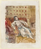 Artist: BUNNY, Rupert | Title: (Woman in turkish costume). | Date: c.1898 | Technique: monotype, printed in colour, from one zinc plate