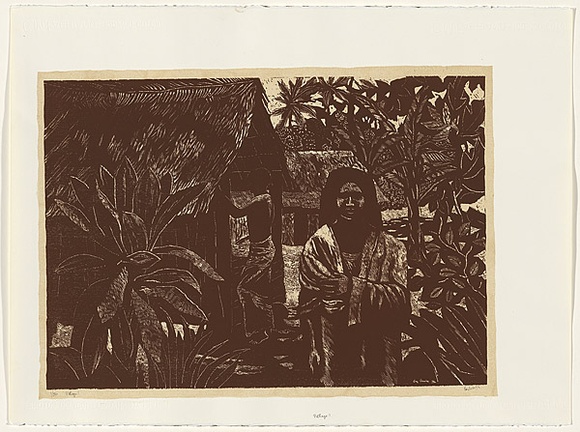 Artist: b'Crooke, Ray.' | Title: b'Village I.' | Date: 1973 | Technique: b'screenprint, printed in colour, from two stencil'