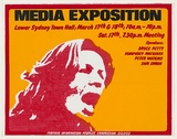 Artist: EARTHWORKS POSTER COLLECTIVE | Title: Media exposition | Date: 1979 | Technique: screenprint, printed in colour, from three stencils