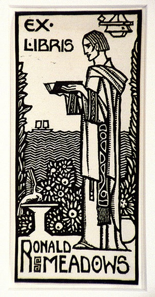 Artist: b'Waller, Christian.' | Title: b'Bookplate: Ronald Meadows' | Date: c.1932 | Technique: b'linocut, printed in black ink, from one block' Artist: b'Waller, Christian.' | Title: b'Bookplate: Ronald Meadows' | Date: c.1932 | Technique: b'linocut, printed in black ink, from one block'