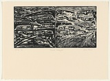 Artist: Kamp, Jenni. | Title: Towards Westgate | Date: 1998 | Technique: linocut, printed in black ink, from two blocks