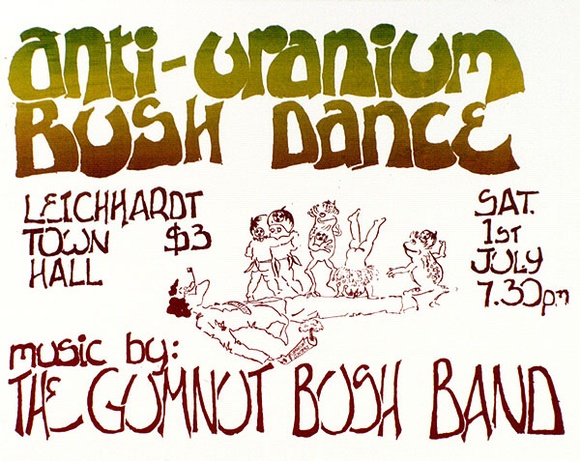Artist: DAVID MCKEE INC | Title: Anti-uranium bush dance. | Date: 1978 | Technique: screenprint, printed in colour, from one stencils Artist: DAVID MCKEE INC | Title: Anti-uranium bush dance. | Date: 1978 | Technique: screenprint, printed in colour, from one stencils