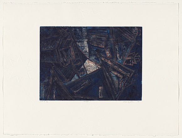 Artist: b'STAFFIERI, Mara' | Title: b'Shock' | Date: 1994 | Technique: b'etching, printed in colour, from multiple plates' Artist: b'STAFFIERI, Mara' | Title: b'Shock' | Date: 1994 | Technique: b'etching, printed in colour, from multiple plates'